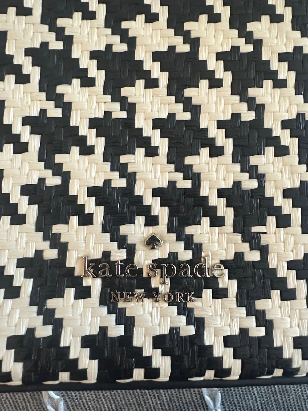 KATE SPADE Darcy Small Bucket Bag Black & White Houndstooth Top-Handle Satchel